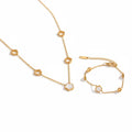 Duo Collier Bracelet Email Trèfle Blanc