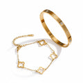 Duo de Bracelets Florales Email et Rigide
