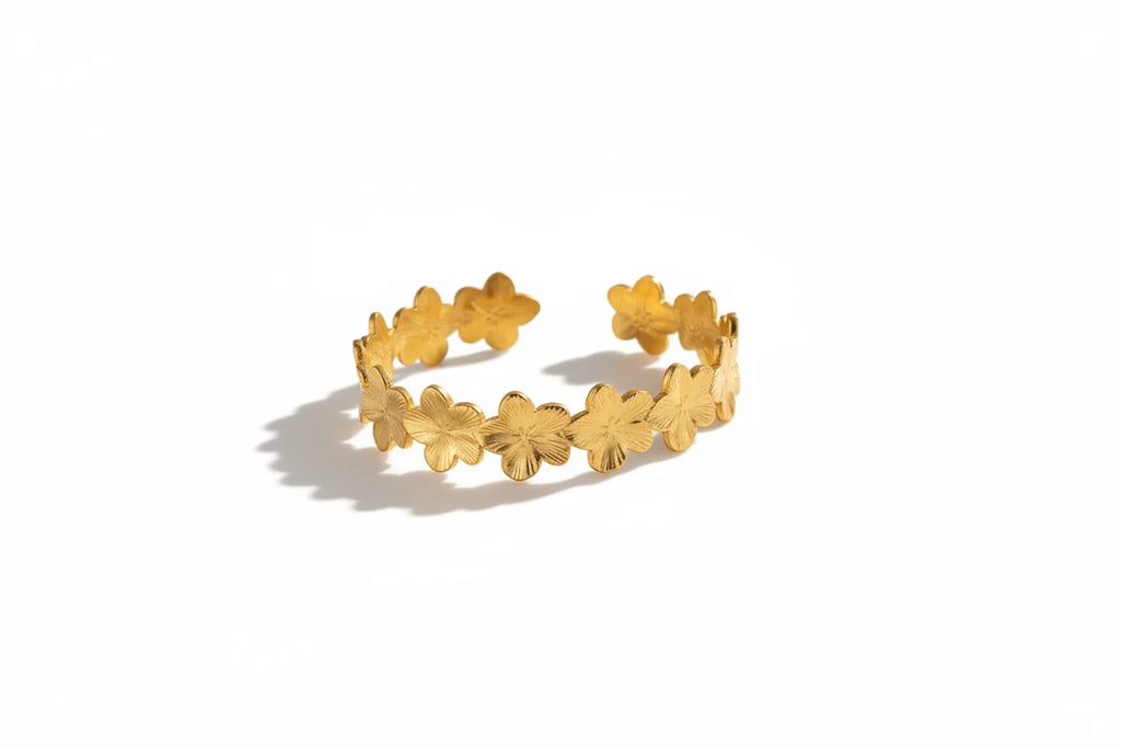 Bracelet Manchette Fleur Dorée