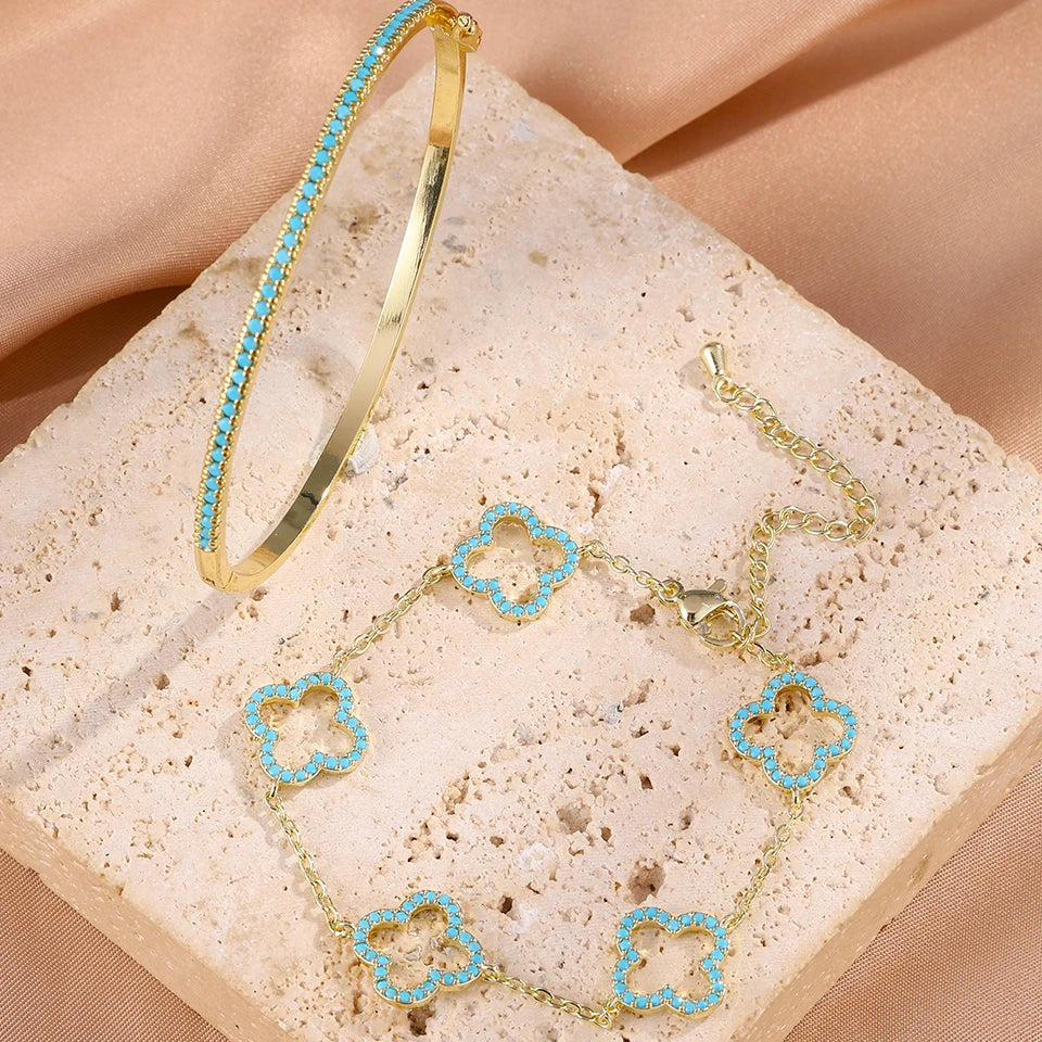 Bracelets Admiration Dorée et Turquoise