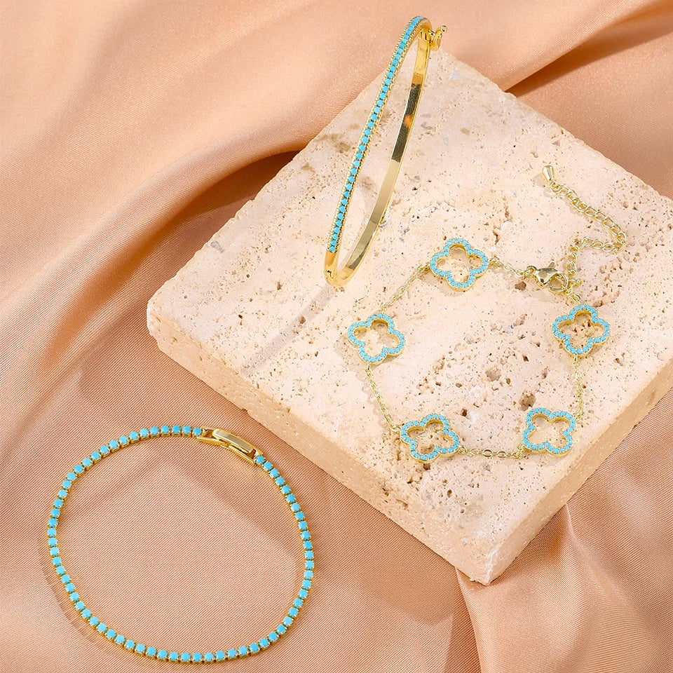 Bracelets Admiration Dorée et Turquoise