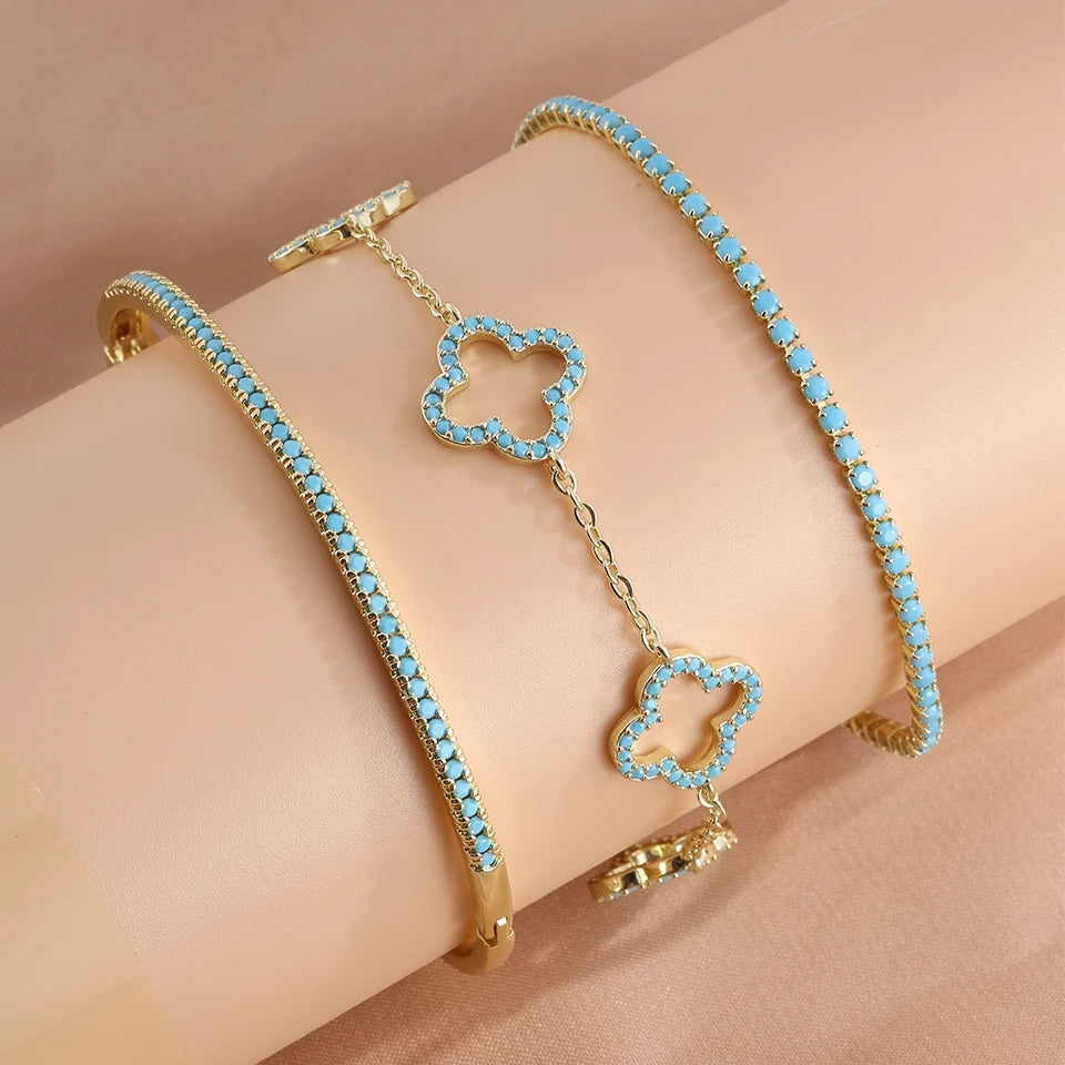 Bracelets Admiration Dorée et Turquoise